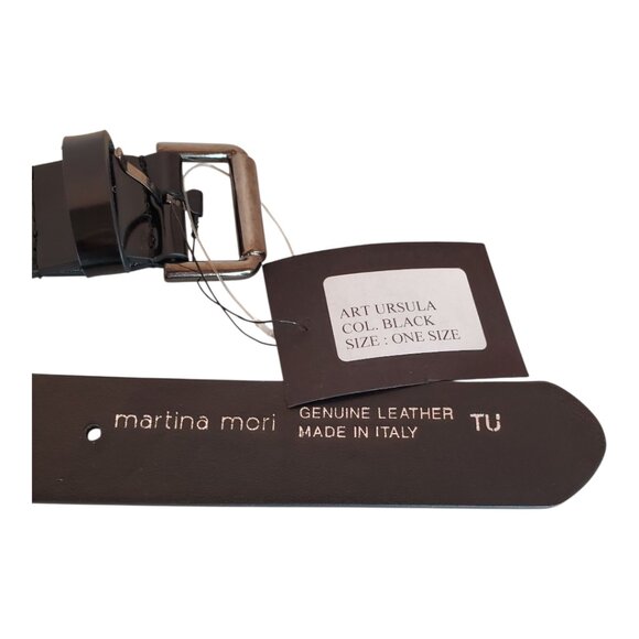 NWT MARTINA MORI OS 33"-37" Art Ursula Black Genuine Leather Belt w/Metal Accent - Picture 4 of 5